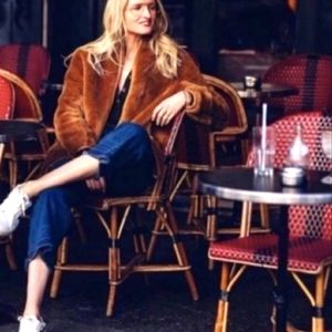 JCrew zip up plush fleece teddy coat brandy